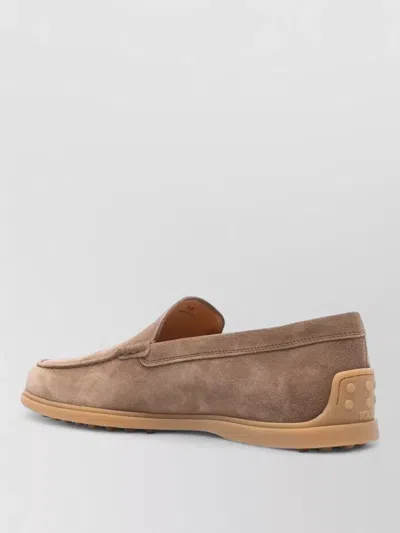 Tod's Suede Loafers Rubber Sole Round Toe In Multi