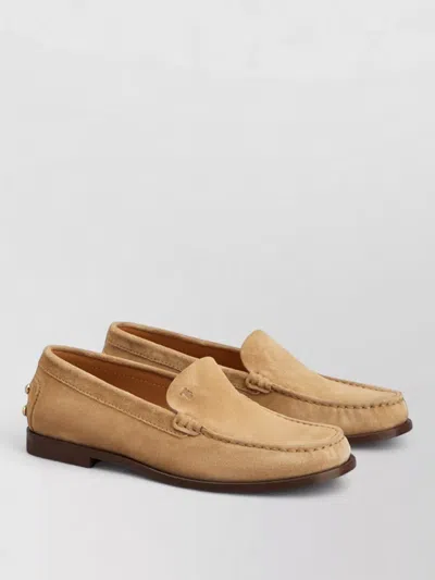 Tod's Suede Slipper Loafers With Metal Detailing In Brown