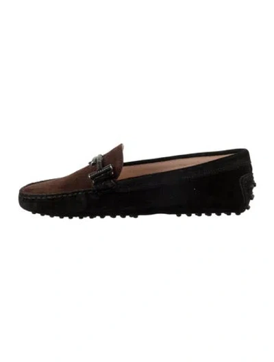 Pre-owned Tod's Suede Loafers W/ Tags In Black