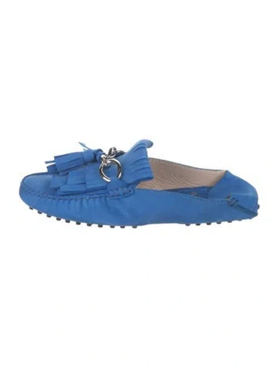 Pre-owned Tod's Suede Loafers W/ Tags In Blue