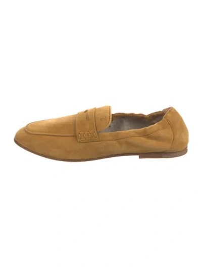Pre-owned Tod's Suede Loafers W/ Tags In Neutrals