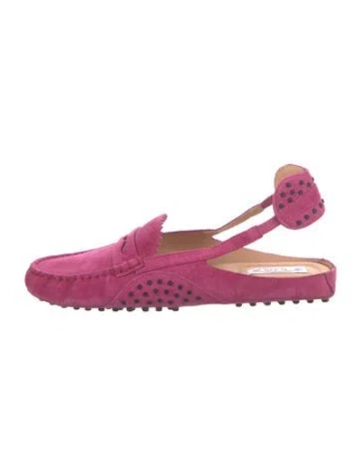 Pre-owned Tod's Suede Loafers W/ Tags In Pink