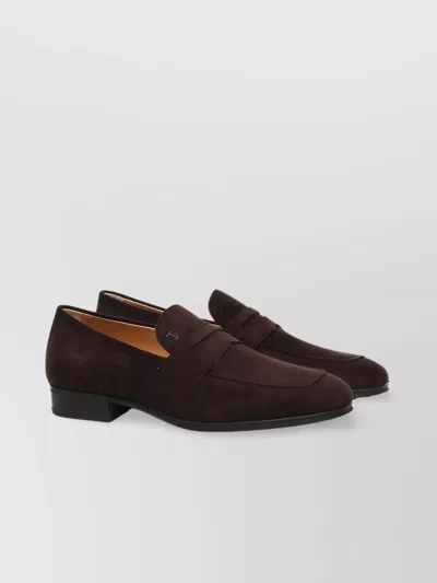 Tod's Suede Loafers With Diamond Cut In Brown