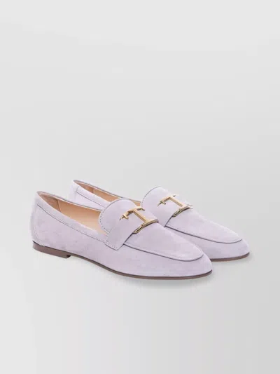 Tod's Suede Loafers With Gold-tone Hardware In Purple