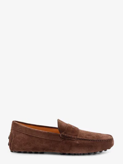 Tod's Suede Loafers With Gommini Detail On The Back In Brown