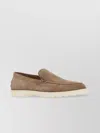 Tod's Suede Loafers With Round Toe And Rubber Sole