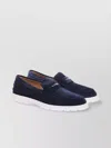 Tod's Suede Loafers With Round Toe And Rubber Sole