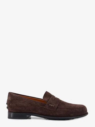 Tod's Suede Loafers With Side Logo In Animal Print