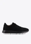 Tod's Suede Sneakers Low Profile Rubber Sole In Black