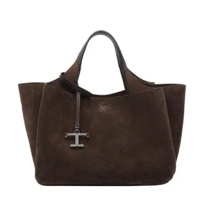 Tod's Suede Mini Tote Bag In Brown