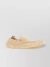 Tod's Suede Moc Toe Loafers With Rubber Sole In Burgundy