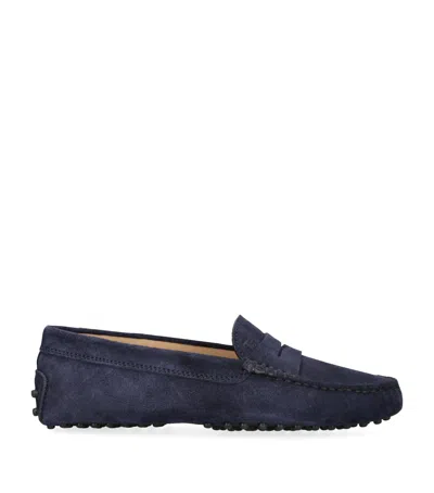 Tod's Kids' Suede Mocassino Gommini Driving Shoes In Navy