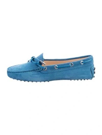 Pre-owned Tod's Suede Moccasins In Blue