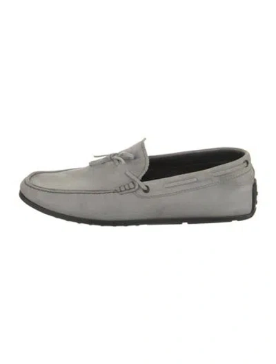 Pre-owned Tod's Suede Moccasins In Gray