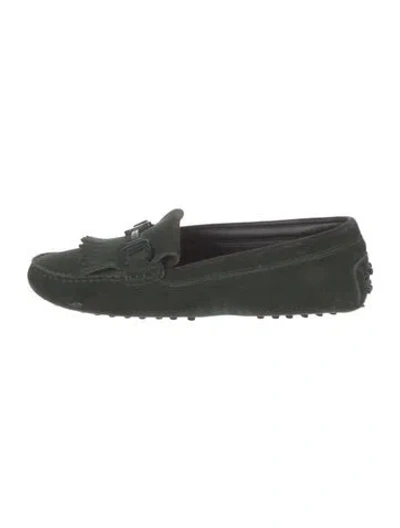 Pre-owned Tod's Suede Moccasins In Green
