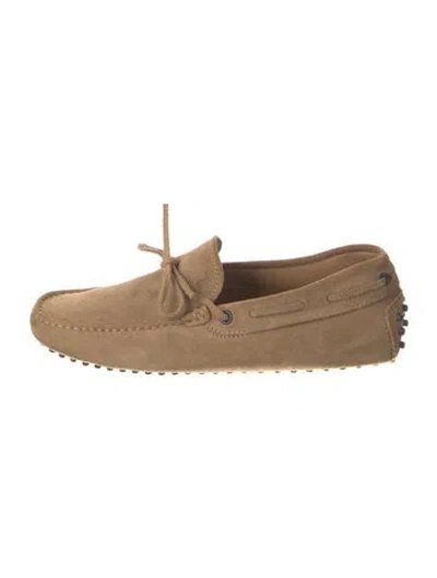 Pre-owned Tod's Suede Moccasins In Neutral