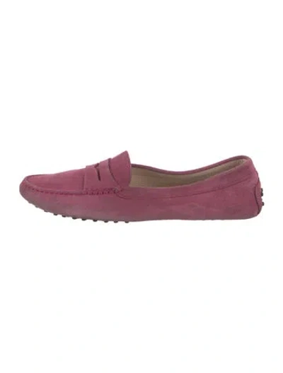 Pre-owned Tod's Suede Moccasins In Pink