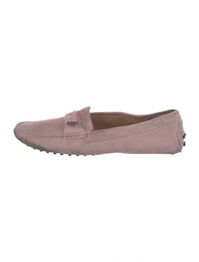 Pre-owned Tod's Suede Moccasins In Purple