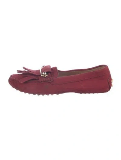 Pre-owned Tod's Suede Moccasins In Red