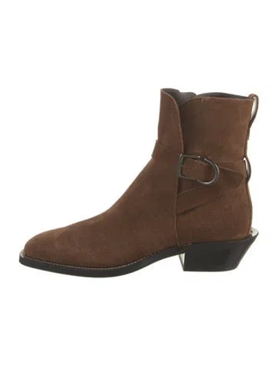 Pre-owned Tod's Suede Moto Boots In Brown