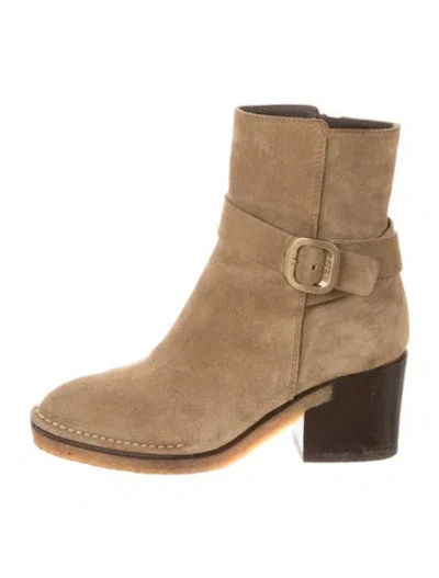 Pre-owned Tod's Suede Moto Boots In Neutral