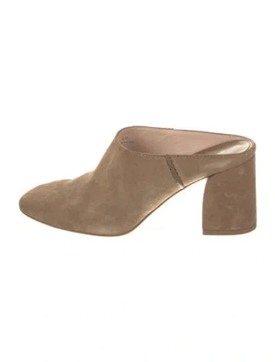 Pre-owned Tod's Suede Mules In Neutral
