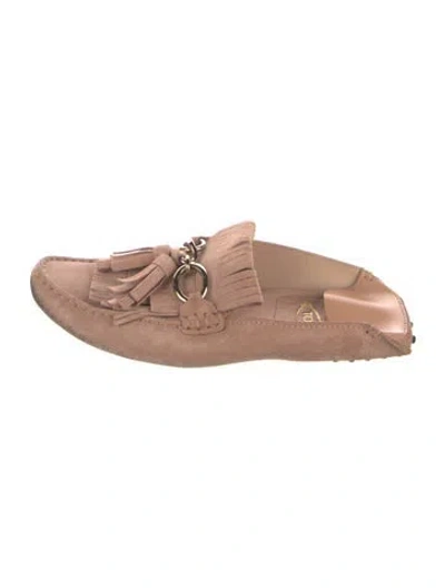 Pre-owned Tod's Suede Mules In Neutral