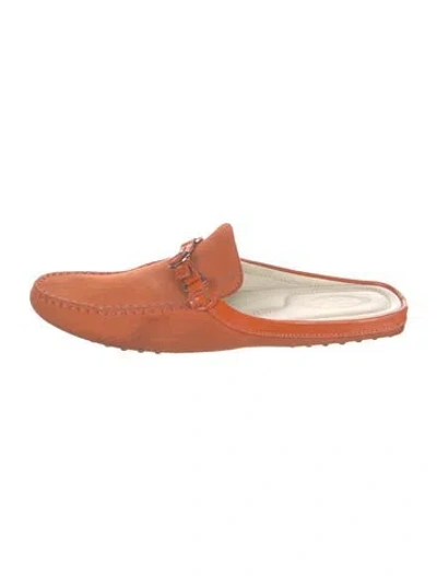 Pre-owned Tod's Suede Mules In Orange