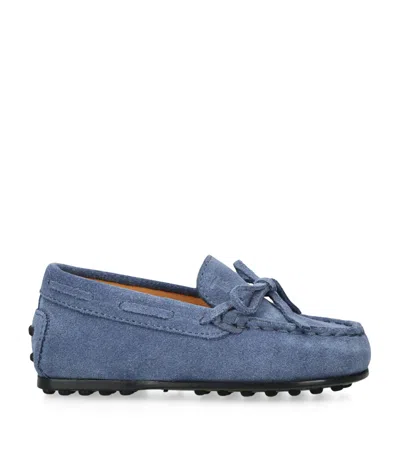 Tod's Kids' Suede Nuovo City Gommino Driving Shoes In Blue