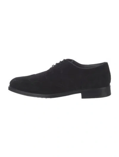 Pre-owned Tod's Suede Oxfords In Black