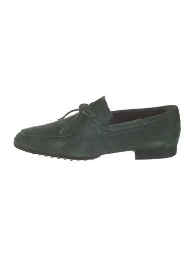 Pre-owned Tod's Suede Oxfords In Green