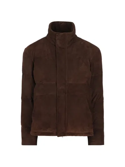 Tod's Suede Padded Coat In Brown