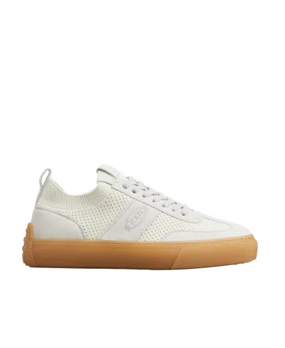 Tod's Suede-panelled Low-top Sneakers In White