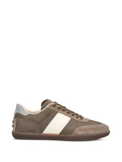 Tod's Tabs Suede And Leather-trimmed Nubuck Sneakers In Brown