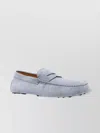 Tod's Suede Penny Loafer Rubber Sole In Grey