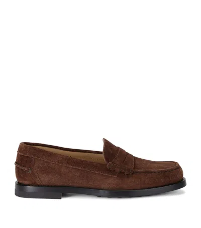 Tod's Suede Penny Loafers In Brown
