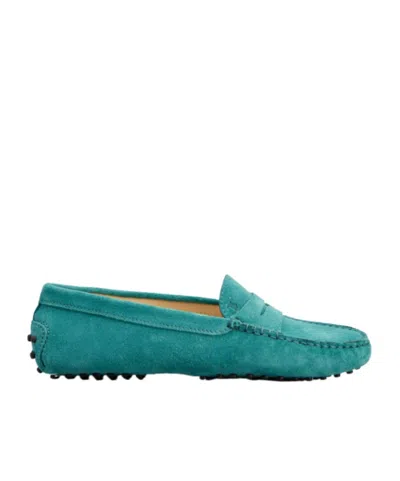 Tod's Gommino Penny-slot Suede Loafers In Green
