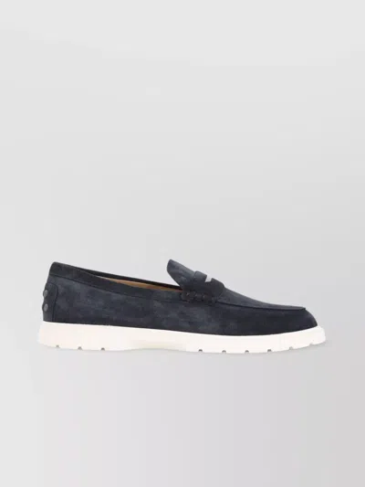 Tod's Suede Penny Loafers Leather Strap In Pink
