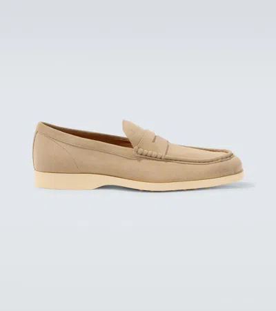 Tod's Suede Penny Loafers In Brown