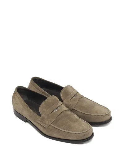 Pre-owned Tod's Suede Penny Loafers In Neutral