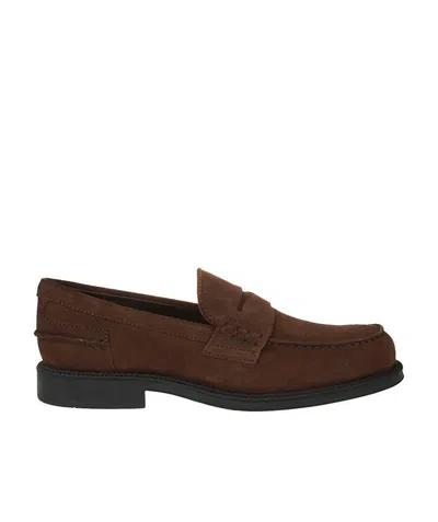 Tod's Suede Penny Loafers In Red