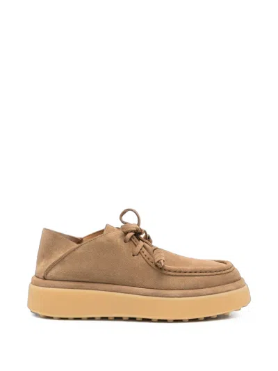 Tod's Suede Platform Lace-up Shoes In Brown