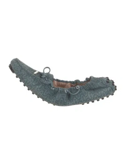 Pre-owned Tod's Suede Printed Ballet Flats In Blue