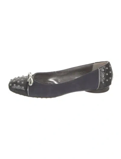 Pre-owned Tod's Suede Printed Ballet Flats In Gray