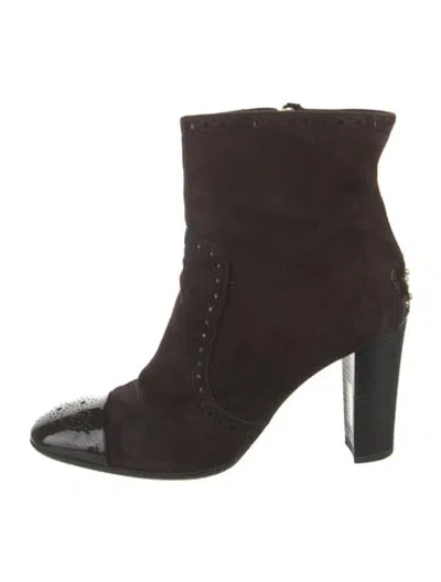 Pre-owned Tod's Suede Printed Boots In Brown
