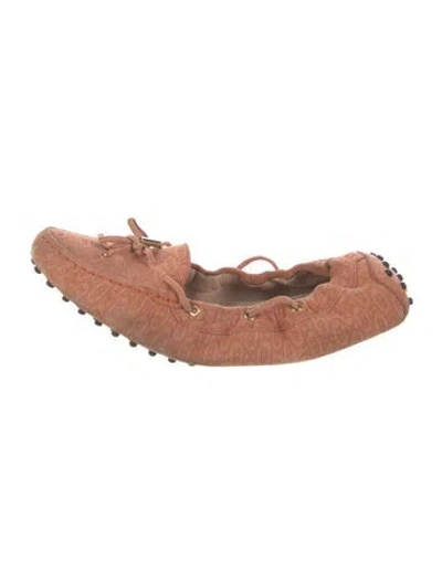 Pre-owned Tod's Suede Printed Loafers In Orange