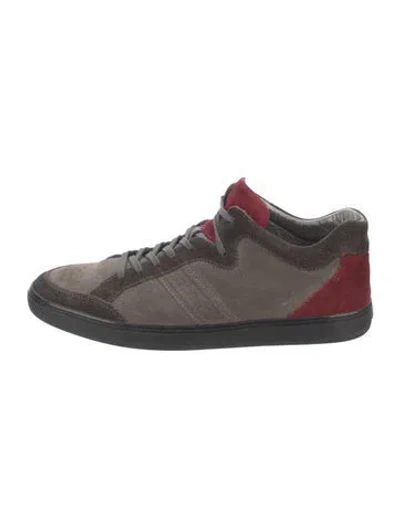 Pre-owned Tod's Suede Printed Sneakers In Brown