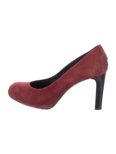Pre-owned Tod's Suede Pumps In Burgundy