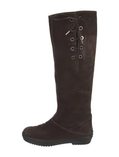 Pre-owned Tod's Suede Rain Boots In Brown