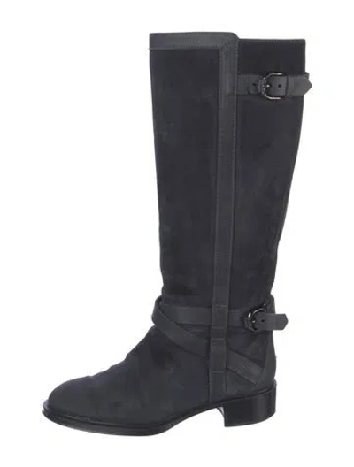 Pre-owned Tod's Suede Riding Boots In Blue